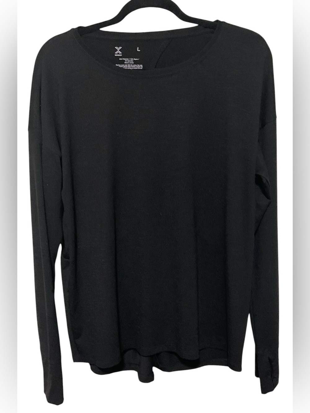 Xersion Black Long-Sleeve Back-Tie Top – Size Large